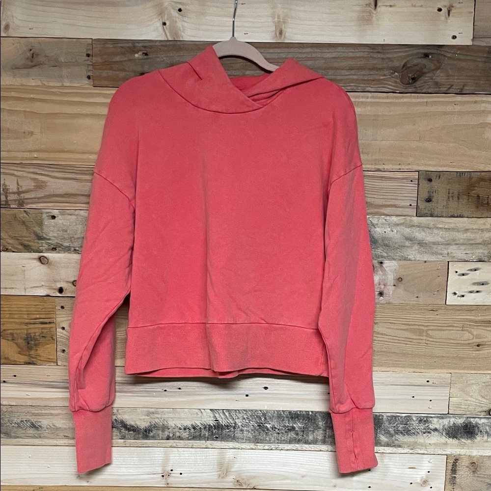 JoyLab size Medium Vibrant Coral Color Terrycloth Cropped Hoodie